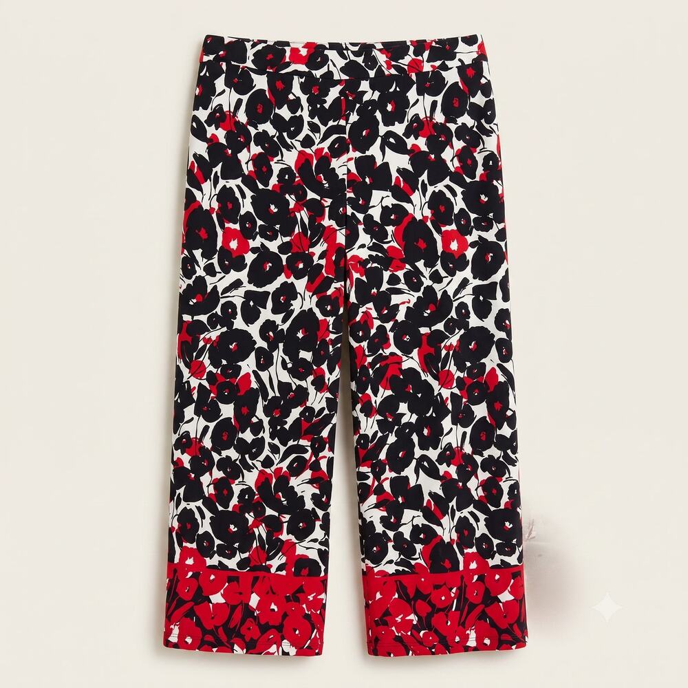 Susan Graver Womens MP Boho Resortwear Vacation Maximalist Floral Cropped Pants